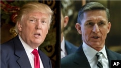 From left, President Donald Trump and former national security adviser Micheal Flynn.