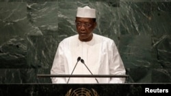 Le président Idriss Deby Itno donne un discours devant l'assemblée des Nations unies à Manhattan, New York, le 20 septembre 2016.