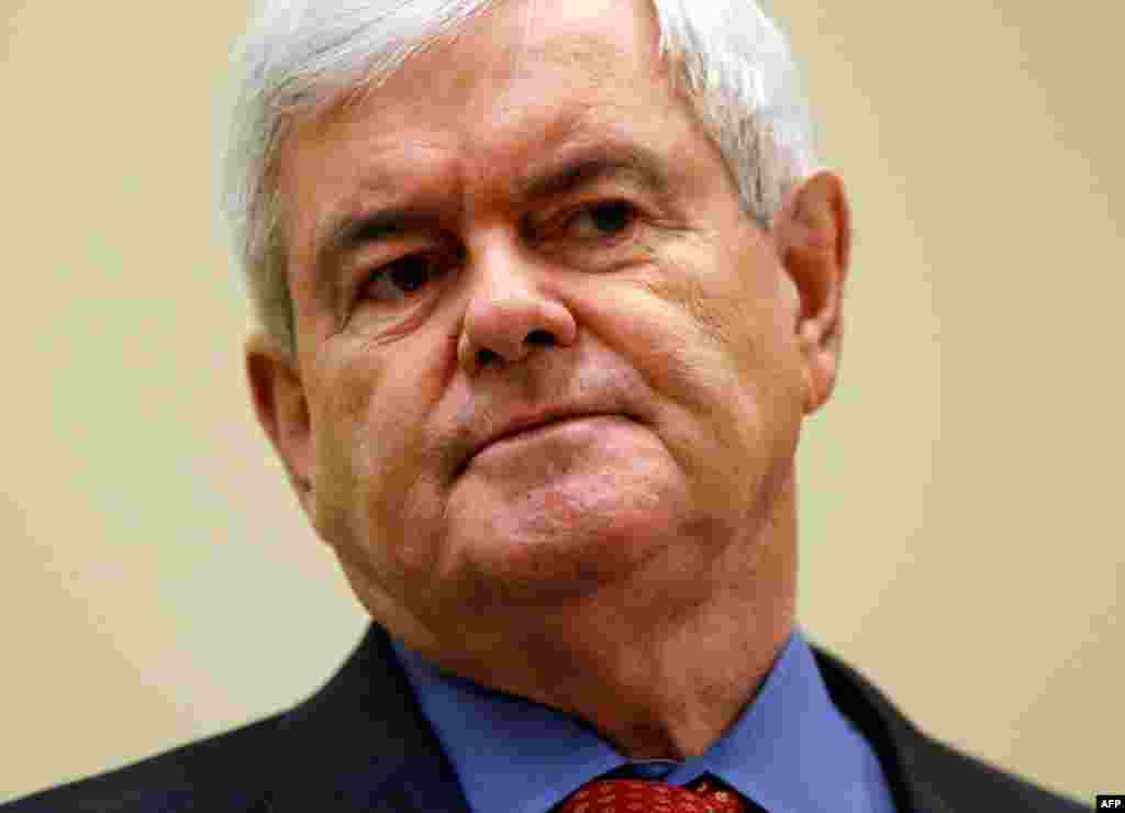 Newt Gingrich. Cựu Chủ tịch Hạ Viện và Dân biểu của Georgia. Ông được xem là một “nhà tư tưởng” trong đảng Cộng hòa và là người hay chỉ trích chính sách đối ngoại của Tổng thống Obama. Có vấn đề ngay từ đầu vì nhiều người trong ban vận động của ông rút lu