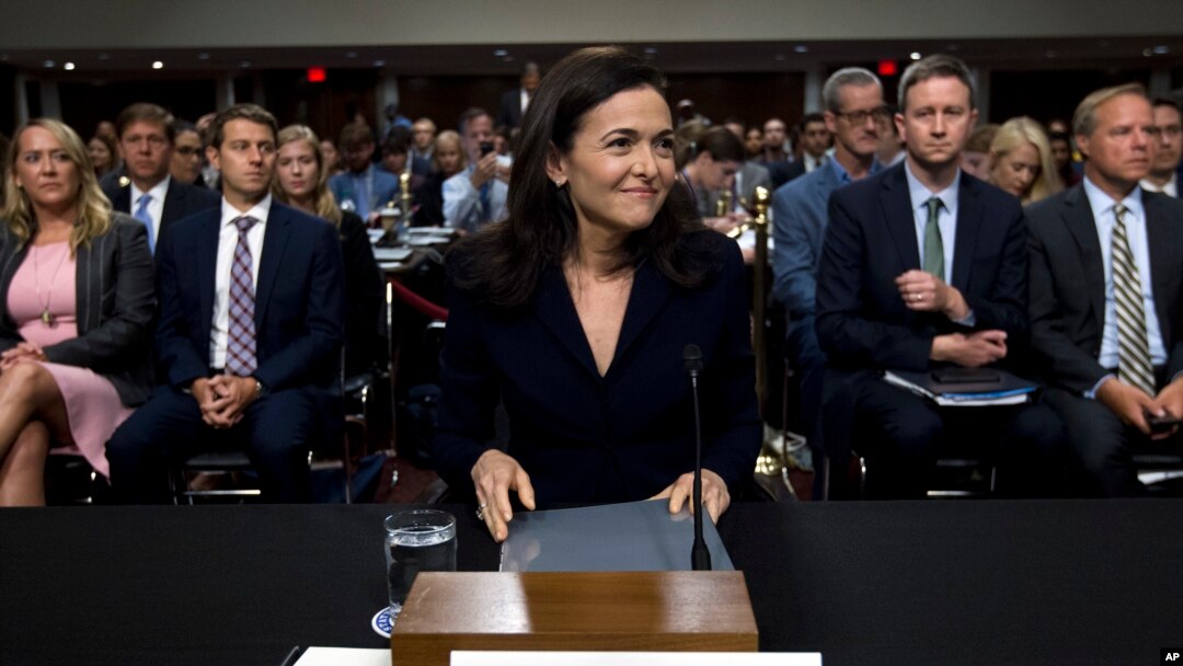 FILE - In this Sept. 5, 2018, file photo Facebook COO Sheryl Sandberg testifies before the Senate Intelligence Committee hearing on 'Foreign Influence Operations and Their Use of Social Media Platforms' on Capitol Hill in Washington. 