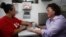 A woman in Los Angeles gets an HIV test.