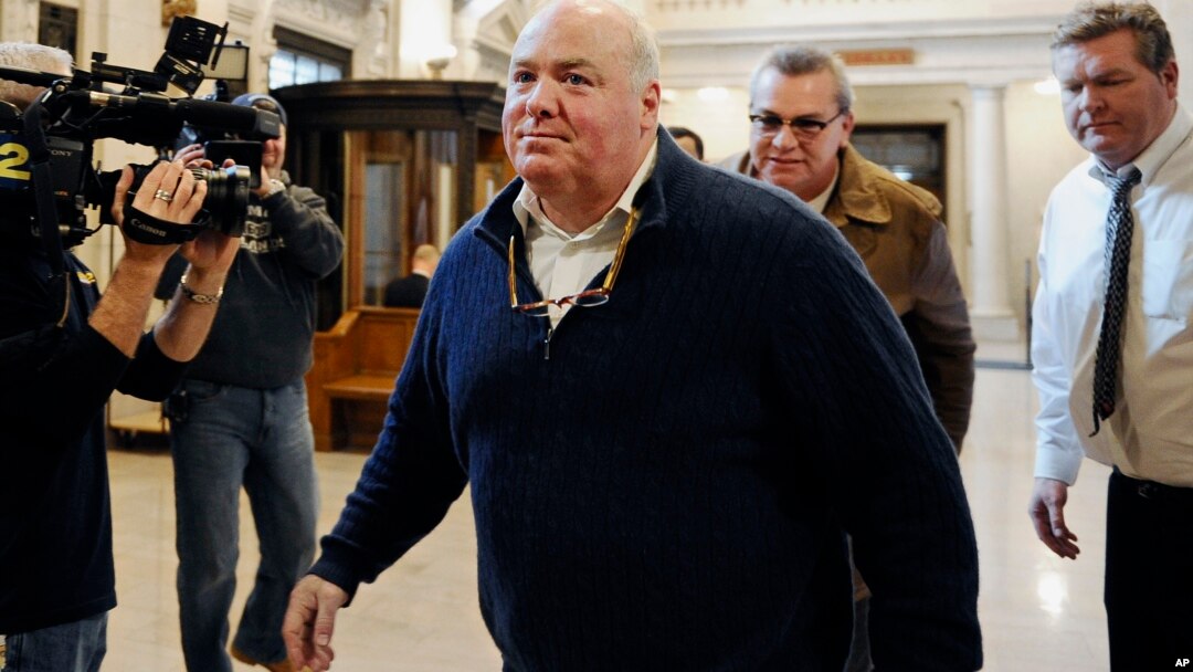 Michael Skakel enters the state Supreme Court for a hearing, Feb. 24, 2016, in Hartford, Connecticut. The state Supreme Court reinstated his murder conviction in the 1975 killing of Martha Moxley, Dec. 29, 2016. 