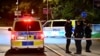 FILE - Police stand near the Israeli embassy after a suspected shooting nearby in Stockholm, Oct. 1, 2024. German police have arrested a Libyan suspected of planning an attack on the Israeli embassy in Berlin, prosecutors said Saturday. (TT News Agency/Anders Wiklund via Reuters)