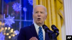 រូបឯកសារ៖ លោក​ប្រធានាធិបតី Joe Biden ថ្លែង​នៅ​សេតវិមាន​ក្នុង​រដ្ឋធានី​វ៉ាស៊ីនតោន កាលពី​ថ្ងៃទី១៦ ខែធ្នូ ឆ្នាំ ២០២៤។