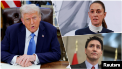 Presiden AS Donald Trump, Presiden Meksiko Claudia Sheinbaum, dan Perdana Menteri Kanada Justin Trudeau (Foto: Reuters)