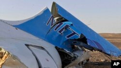 Restos del avión ruso de Metrojet que se estrelló en Egipto el 31 de octubre de 2015.