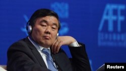 中國國家開發銀行原黨委書記、董事長胡懷邦2018年1月15日在香港出席亞洲金融論壇。