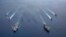 美国海军照片:尼米兹号和里根号航空母舰组成的双航母战斗群7月6日在南中国海航行。（2020年7月6日）