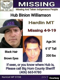 Crow Citizen Hub Binion was last seen walking home to the Crow Reservation from Hardin, Montana, April 9, 2019.