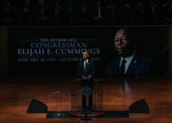 Former President Barack Obama speaks at the funeral service for Rep. Elijah Cummings at New Psalmist Baptist Church in Baltimore, Oct. 25, 2019.
