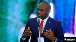 FILE - Tony Elumelu of Heir Holdings wants to give away millions to young entrepreneurs. He spoke in Abuja last April.