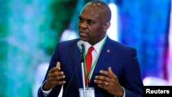 The head of Heir Holdings wants to kick-start hundreds of new jobs and businesses in Africa. Tony Elumelu (above) spoke in Abuja last April.