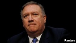 FILE - Central Intelligence Agency (CIA) Director Mike Pompeo testifies during a Senate Intelligence Committee hearing on "Worldwide Threats" on Capitol Hill in Washington, Feb. 13, 2018.