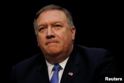 FILE - Central Intelligence Agency (CIA) Director Mike Pompeo testifies during a Senate Intelligence Committee hearing on "Worldwide Threats" on Capitol Hill in Washington, Feb. 13, 2018.