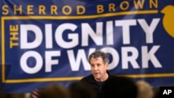 Sen. Sherrod Brown, D-Ohio, speaks at a rally in Brunswick, Ohio, Jan. 30, 2019. 