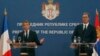 امانوئل ماکرون در جریان کنفرانس مطبوعاتی مشترک روز دوشنبه با رئیس جمهوری صربستان
