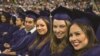 Students sit at the graduation ceremony at Del Mar College in Corpus Christi, Texas.