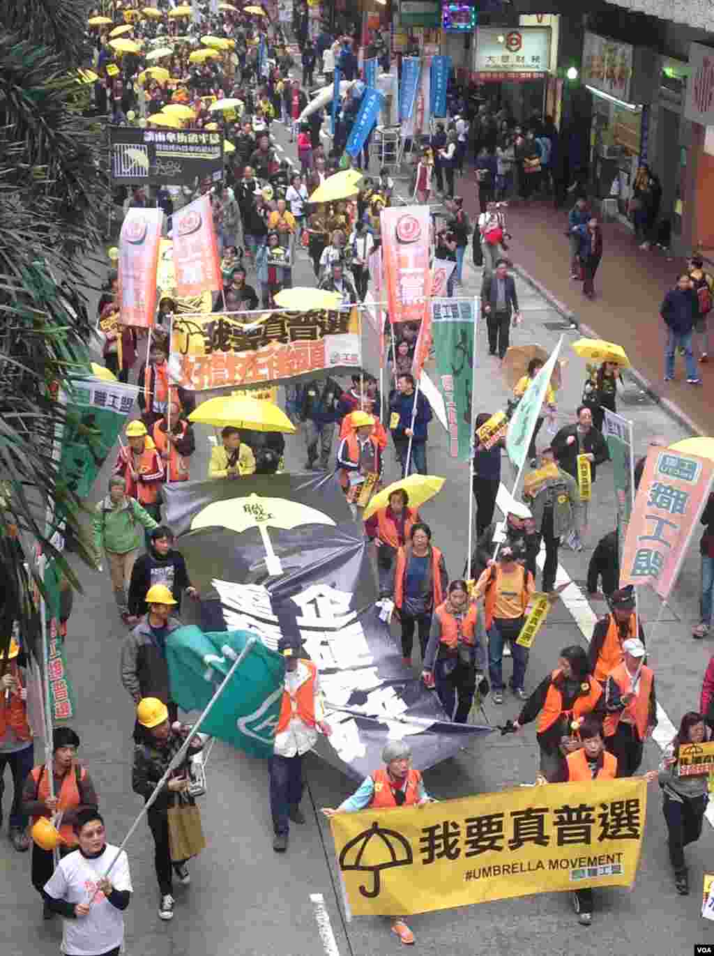 数万港人参与民阵争取真普选大游行（美国之音海彦拍摄）