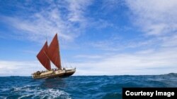 The Höküle‘a is about to set sail on an around-the-world journey to spread a conservation message. (Courtesy: Polynesian Voyaging Society/Oiwi-TV)