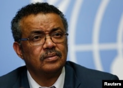 FILE - Tedros Adhanom, Ethiopia's minister of foreign affairs and former minister of health, is seen at a news conference at the European headquarters of the United Nations in Geneva, Switzerland, May 24, 2016.