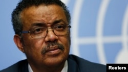 Tedros Adhanom, Ethiopia's minister of foreign affairs and former minister of health, is seen at a news conference at the European headquarters of the United Nations in Geneva, Switzerland, May 24, 2016. 