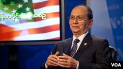 Burmese president Thein Sein took part in a town hall meeting at VOA in Washington, DC, May 19, 2013. (Alison Klein for VOA)