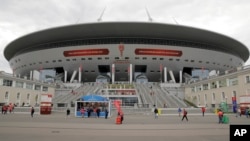 Le stade St. Petersburg où se tiennent des matches du groupe A de la Coupe des confédérations, Russie, 24 juin 2017. 