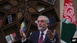 Abdullah Abdullah, Chairman of the High Council for National Reconciliation gives an interview to The Associated Press at the Sapidar Palace in Kabul, Afghanistan, May 1, 2021. 