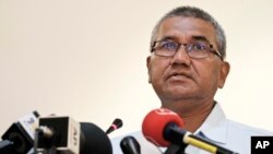 Inspector General of Royal Malaysian Police Mohamad Fuzi Harun speaks during a press conference in Kuala Lumpur, Malaysia, April 22, 2018. Friday Fuzi announced that 15 suspected militants had been detained.