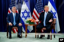 El president Donald Trump se reunió el miércoles 26 de septiembre de 2018 con el primer ministro de Israel Benjamin Netanyahu.