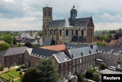 A drone picture shows Belgian Abbey of Grimbergen, which returns to brewing after a break of more than 200 years with a new microbrewery, in Grimbergen, Belgium May 26, 2021. Picture taken May 26, 2021. REUTERS/Yves Herman