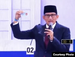 Cawapres No Urut 02, Sandiaga Uno (foto: YouTube).