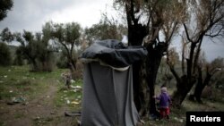 Lesbos adasında qaçqın düşərgəsi