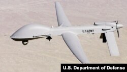 미군의 MQ-1C '그레이 이글(Gray Eagle)' 무인공격기.