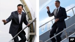 Republikanski predsednički kandidat Mit Romni i predsednik Barak Obama