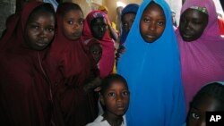 Enfants enlevés par les islamistes, après leur libération, Dapchi, Nigeria, 21 mars 2018.
