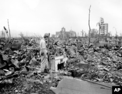 Ruševine Hirošime poslije bačene atomske bombe, na fotografiji snimljenoj 7. septembra 1945.