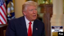 Presiden Donald Trump dalam wawancara di Gedung Putih yang disiarkan melalui program Fox & Friends Selasa (28/2) pagi.