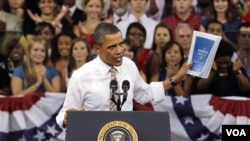 Presiden Obama dalam pidatonya terkait Proposal Lapangan Pekerjaan (Foto:dok).