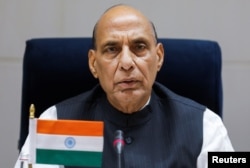 Menteri Pertahanan India Rajnath Singh di New Delhi, India, 20 Maret 2021. (REUTERS/Adnan Abidi)