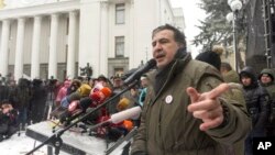 Міхеїл Саакашвілі під час виступу 6 грудня у Києві