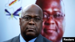 FILE - Felix Tshisekedi, leader of Congolese main opposition, the Union for Democracy and Social Progress party, attends a news conference in Nairobi, Kenya, Nov. 23, 2018.