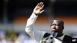 The president of the ruling African National Congress (ANC) youth league, Julius Malema, delivers a speech in Soweto, South Africa. (File Photo - May 15, 2011)