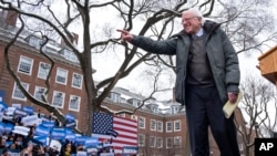 Sen. Bernie Sanders, I-Vt., arrives to the stage as he kicks off his 2020 presidential campaign, March 2, 2019, in the Brooklyn borough of New York. 