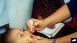 Child receiving polio vaccine