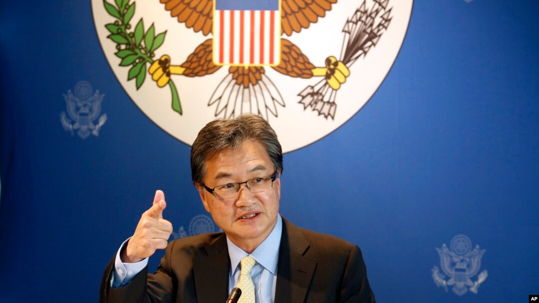 美国国务院朝鲜政策特别代表尹汝尚2017年12月15日在泰国曼谷向媒体发表讲话
