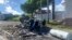 An overturned car is pictured in Le Gosier, Guadeloupe island, Nov. 21, 2021, after protests over COVID-19 restrictions erupted into rioting.