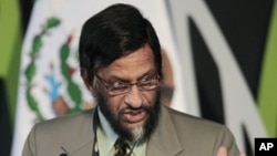 Rajendra Kumar Pachauri, chairman of the Intergovernmental Panel on Climate Change, speaks during the opening of the Green Solutions @ COP16 in Cancun. (File Photo)