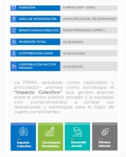 El Proyecto Alto Impacto y Comunidades Sostenibles Soyapango, que tiene como principal objetivo contribuir a la mejora de la calidad de vida de las familias de ese sector.