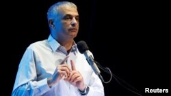 Israeli Finance Minister Moshe Kahlon gestures as he speaks at an event in Ofakim, southern Israel, May 29, 2017.